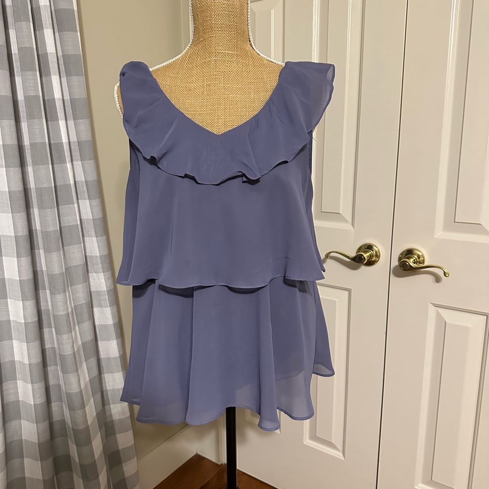 Mossimo Supply Co. Lavender Ruffle Tiered Chiffon Blouse